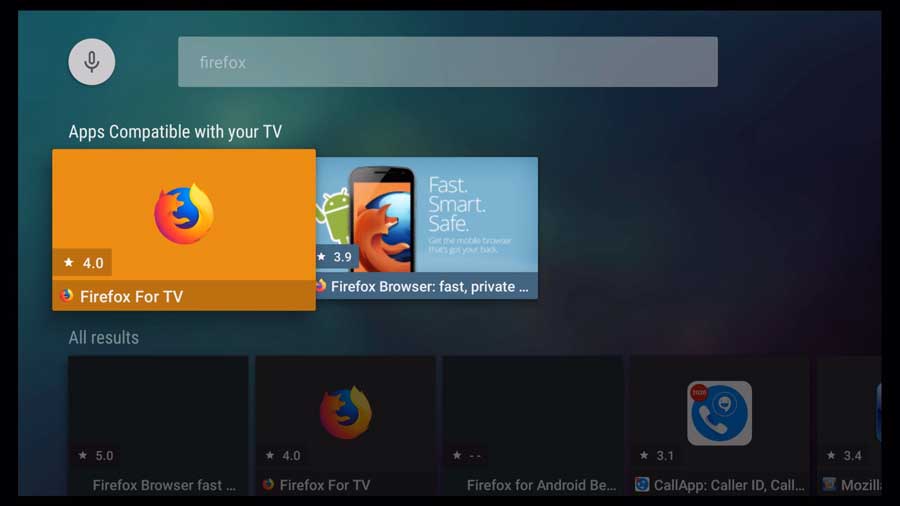 Firefox Android Tv screenshot